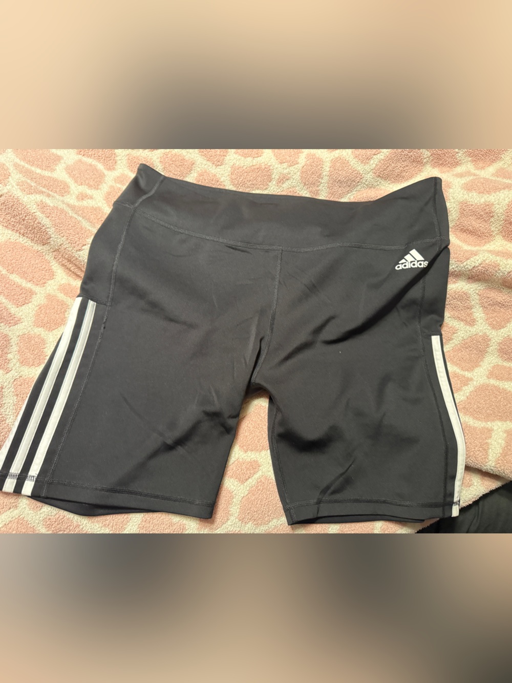 adidas Black Bike Shorts with White Stripes